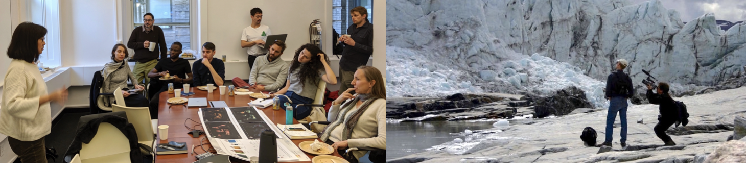 The artist and designer Maya Lin meets Earth Institute scientists and students; Initiative director Andrew Revkin tapes an interview with a glaciologist in Greenland.