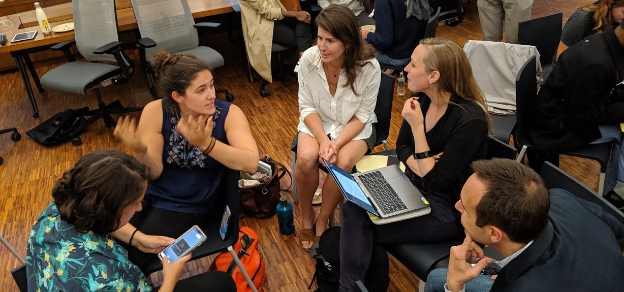 Columbia journalism students and Earth Institute climate researchers and students huddled to shape fresh climate-related story ideas at a recent workshop at Columbia's journalism school.